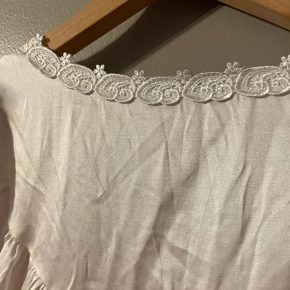 Vintage White Christian Dior Long Nightgown With Lace Trim Size SMALL - Picture 7 of 7
